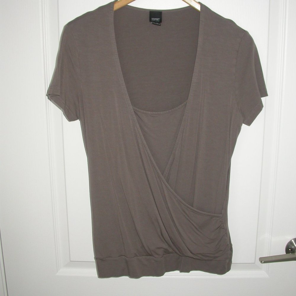 Taupe Cross Over Tee Shirt